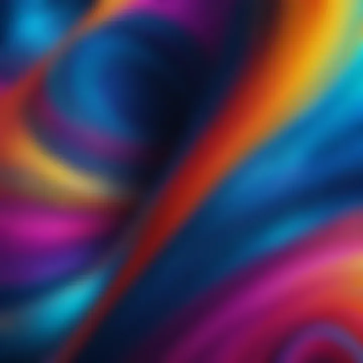 A vibrant digital wallpaper showcasing abstract patterns