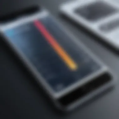 Virtual Ruler App on Smartphone A smartphone displaying a virtual ruler app with measurement tools.
