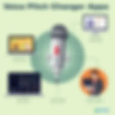 Use Cases of Voice Pitch Changer Apps An infographic illustrating different use cases for voice pitch changer apps in entertainment and communication.