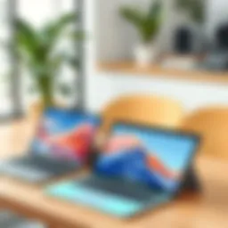 Aesthetic laptop skins displayed on a table