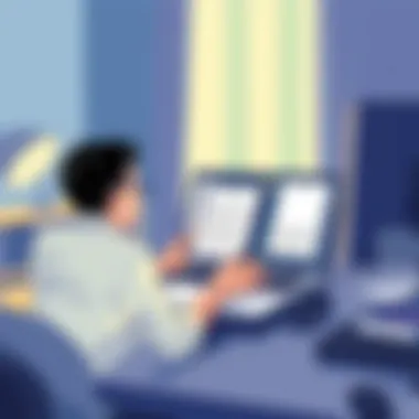 Enjoying eBook Reading on PC Illustration of a person reading an eBook on a laptop