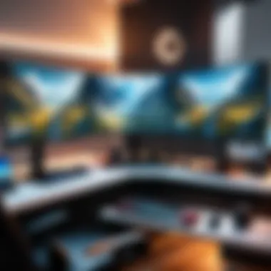 Optimal Gaming Environment for Content Creation High-performance gaming setup with multiple monitors