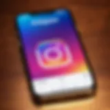 A smartphone displaying the Instagram app with a vibrant photo ready to be shared.