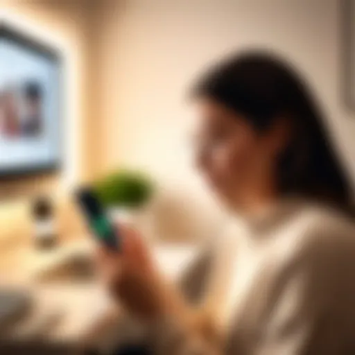 Person using FaceTime on an iPhone in a cozy setting