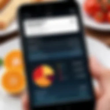 Food Database on Smartphone Close-up of a smartphone displaying a food database