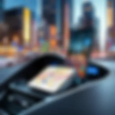 Utilizing Smartphone Features to Locate Vehicles Smartphone displaying a vehicle location app in an urban setting