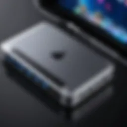 Close-up view of the iPad Pro Thunderbolt Hub showcasing its ports and connectivity options