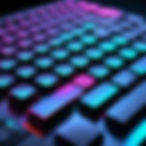 Close-up of Legion laptop's keyboard and RGB lighting