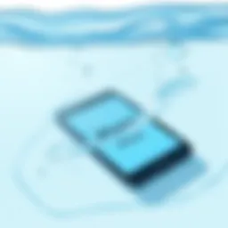 iPhone submerged in water with a clear view of the screen