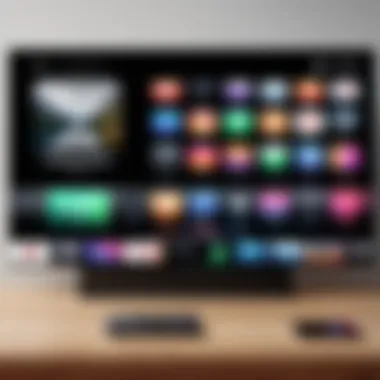 Navigating Apple TV with iPhone User navigating through Apple TV using iPhone remote