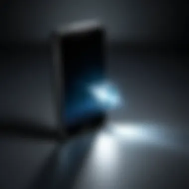 Smartphone Flashlight in Action A close-up view of a smartphone flashlight illuminating a dark path.