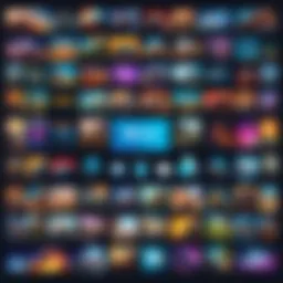 A vibrant scene depicting a variety of gaming genres