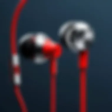 Close-up of OnePlus wired earphones showcasing design details