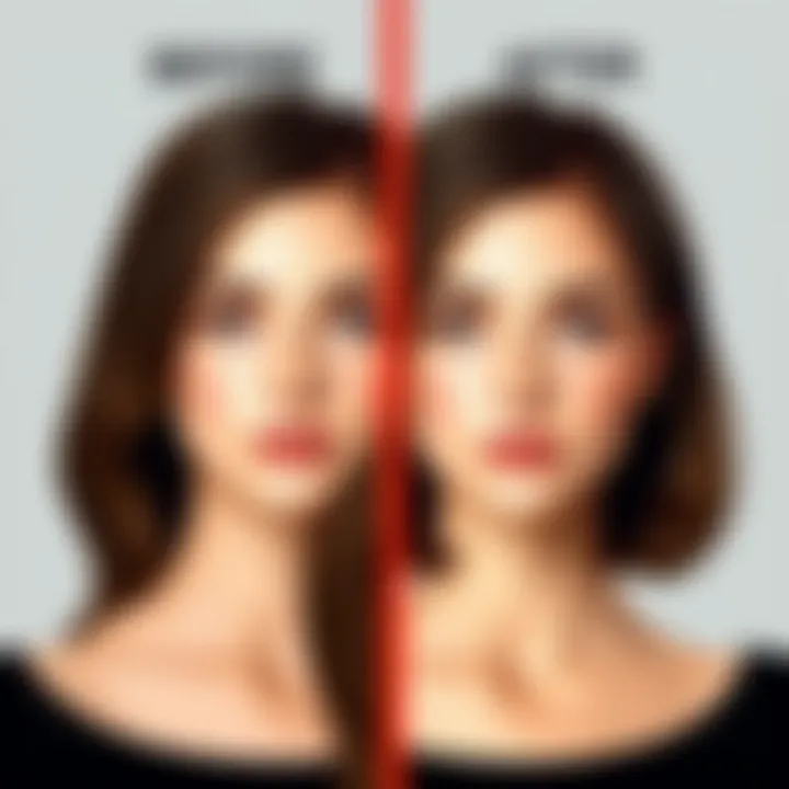 Before and after comparison of face edits demonstrating app effectiveness