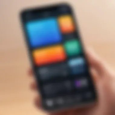Customizable Widget Showcase on iPhone A visually appealing iPhone home screen showcasing various widgets.