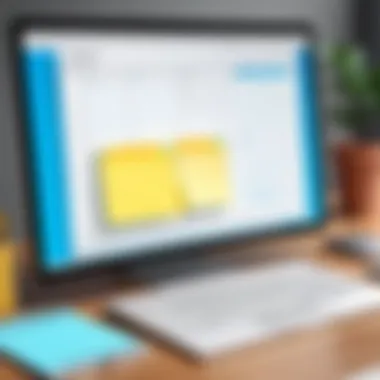 Digital sticky notes on a computer desktop