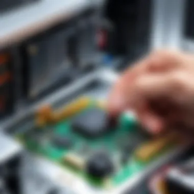 Inspecting Hardware Components A person examining a computer's internal components