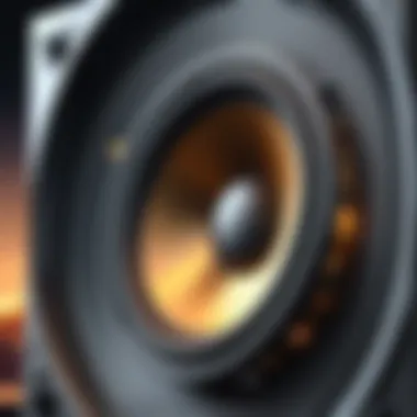 Understanding Sound Output A close-up of a speaker with sound waves emanating from it