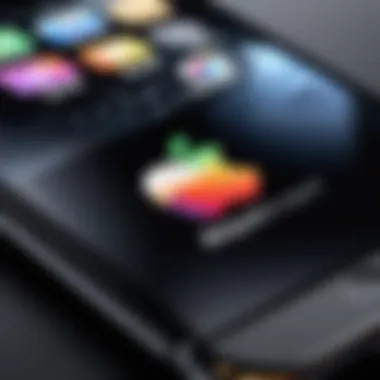 A close-up view of an iPhone displaying the Apple logo during startup.