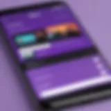 User navigating the Twitch mobile app interface