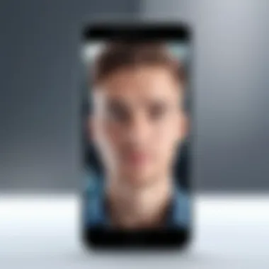 Smartphone capturing a portrait with a soft blurred background