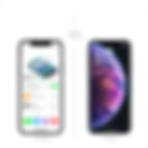 Comparative illustration of Android and iPhone interfaces