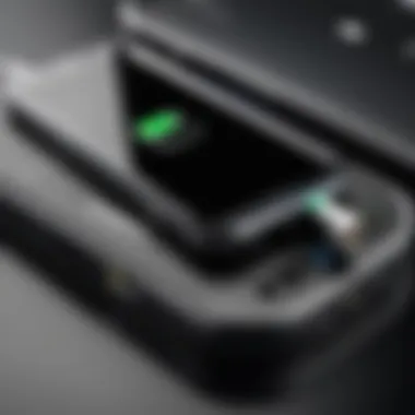 Examining the Charging Port A close-up view of a smartphone charging port with a cable inserted