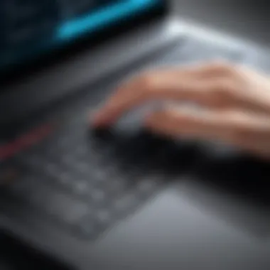 Adjusting Volume Controls on a Laptop User adjusting volume controls