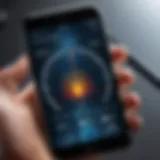 An iPhone displaying a laser measurement app in action