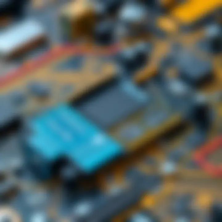 Technical specifications of a small motherboard highlighted