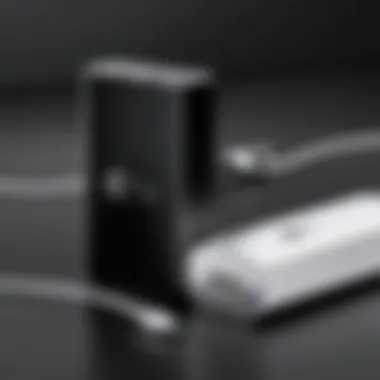 Close-up view of the Apple TV remote charger showcasing its sleek design