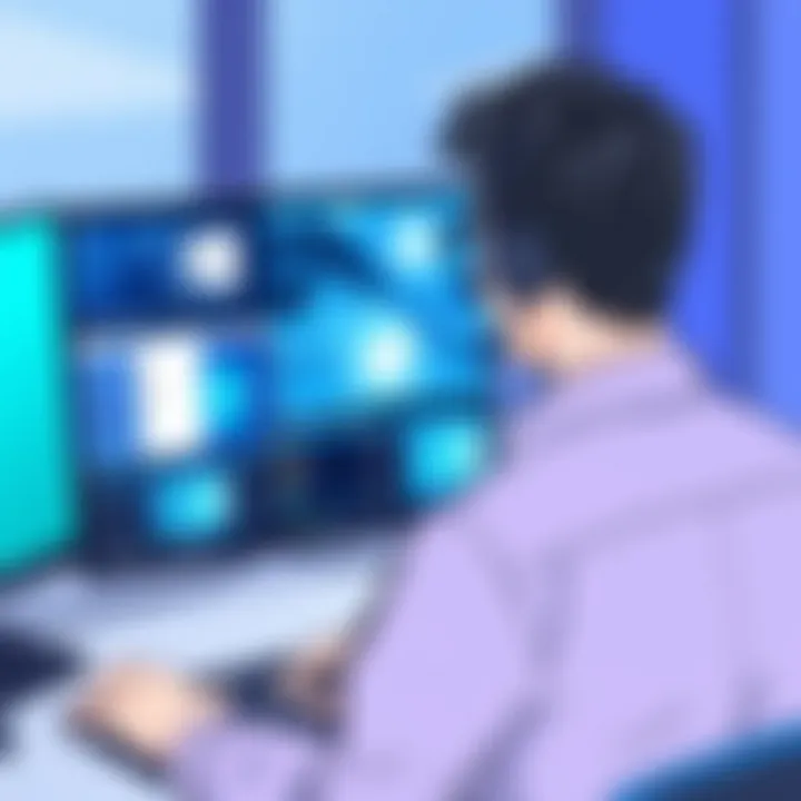 User navigating through different virtual desktops on Windows 10