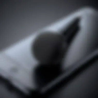 Close-up of microphone on iPhone