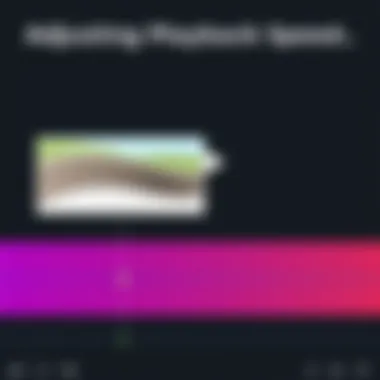 Visual representation of video timeline with adjusted playback speed