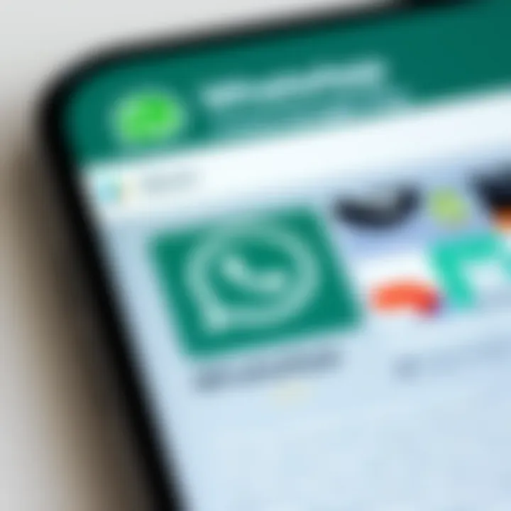 Finding WhatsApp in the Google Play Store Google Play Store interface showcasing WhatsApp