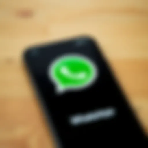 WhatsApp logo on a smartphone screen