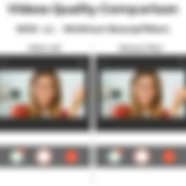 Comparison chart of video call quality with and without beauty filters